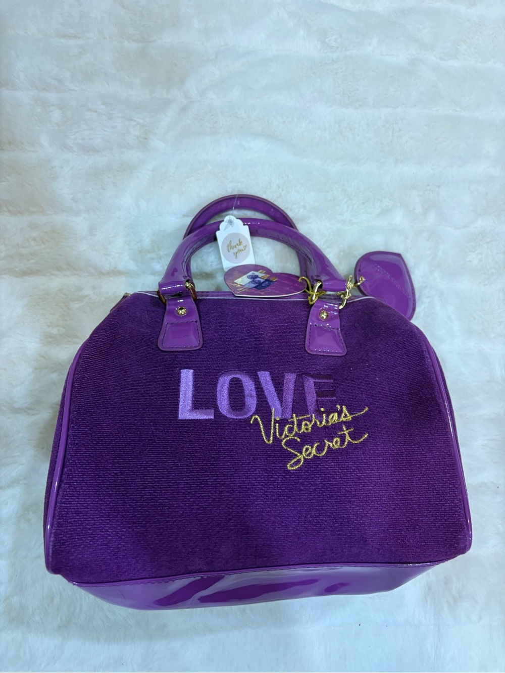 Victoria's Secret Purple LOVE Tote with Gold Script